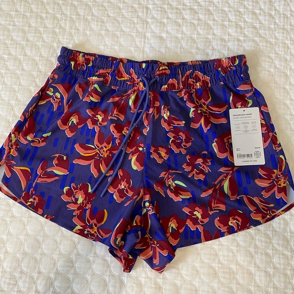 Athleta Pants - Athleta Floral Athletic Shorts - Red and Blue